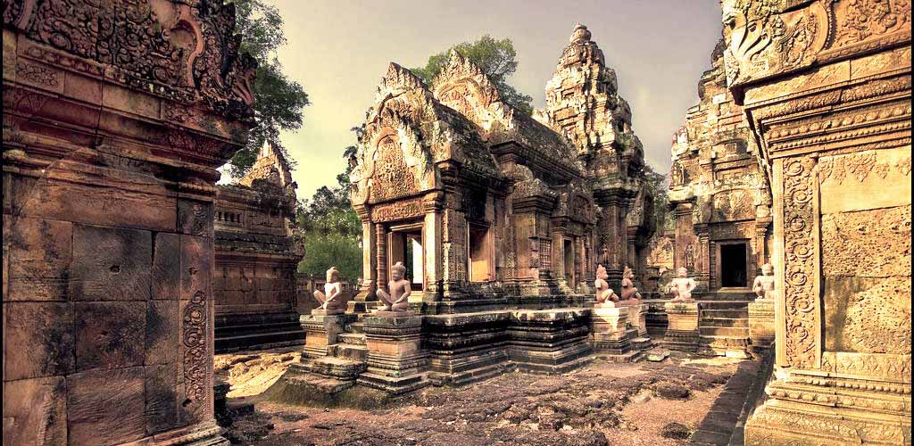 Courtyard of Bantey Srei temple, Cambodia