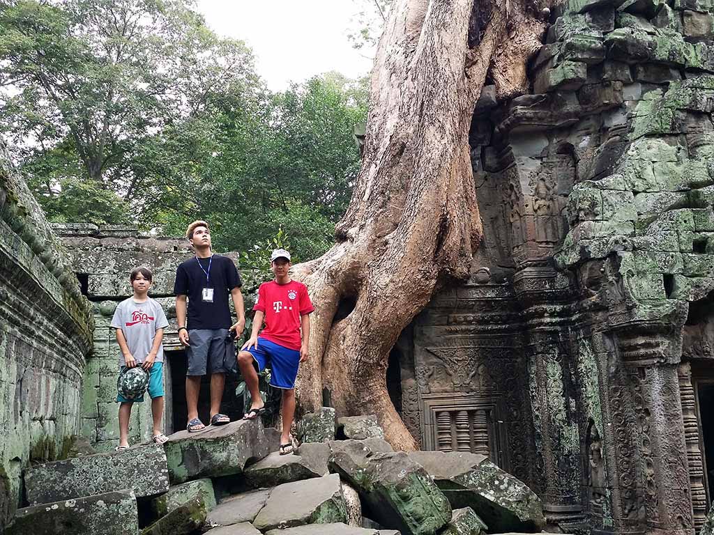 Mario Morris exploring Ta Phtom temple in Angkor, Cambodia