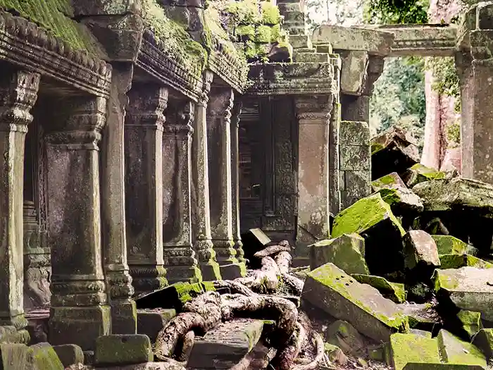 Walls of secret Angkor temple of Banteay Chhmar