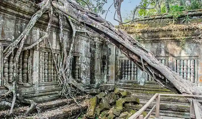 Beng Mealea temple courtyard in Cambodia
