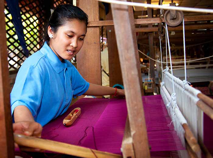 Weaver at Silk Farm in Siem Reap, Cambodia