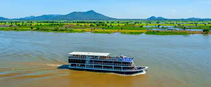 Mekong River cruise ship on the river.