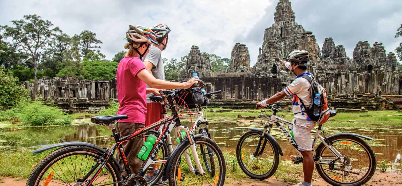 Honeymoon cycling in Angkor, Cambodia