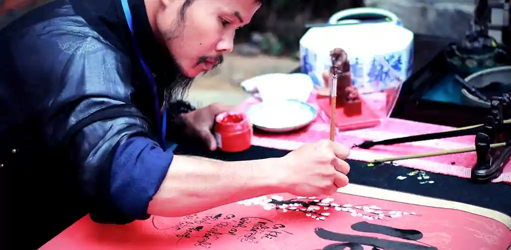 Calligraphy lesson with master in China