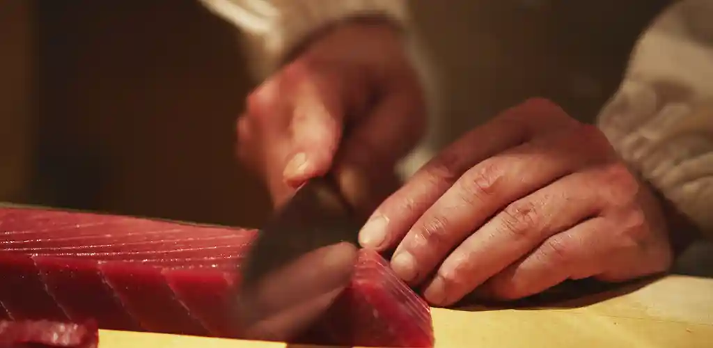 Chef preparing Kobe beef in Tokyo, Japan