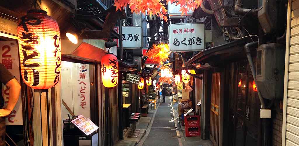 Ancient restaurant alley in Kyoto Japan