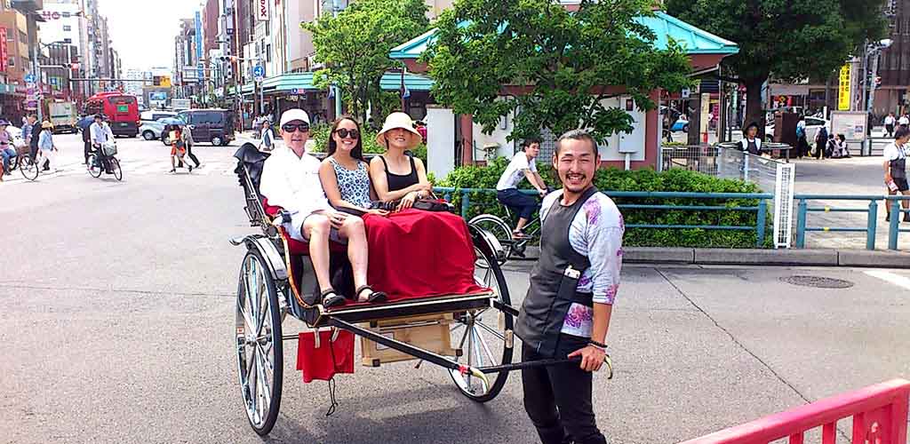Family rickshaw ride in Tokyo, Japan