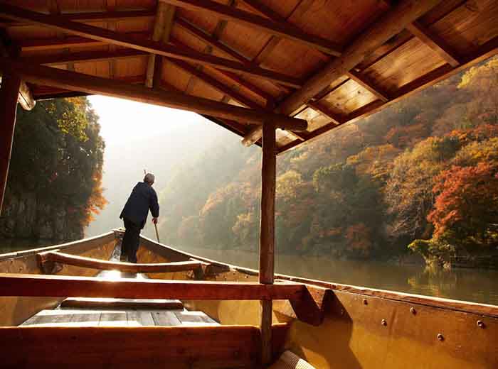 Private luxury cruise on the Hozugawa River in Kyoto, Japan