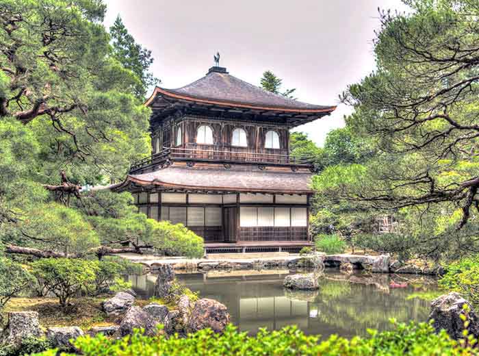 UNESCO World Heritage site The Golden Pavilion, Ginkaku Ji, Kyoto, Japan