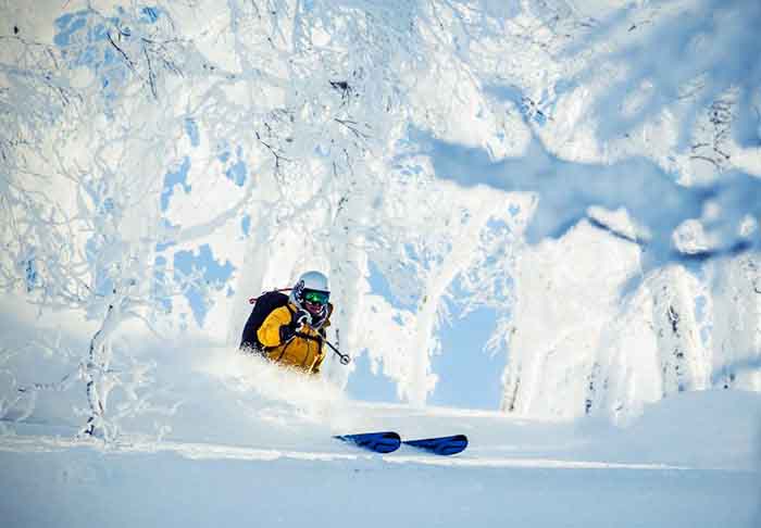 Heli skiier in Hokkaido, Japan
