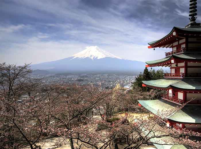 View of snow-capped Mount Fuji, Japan
