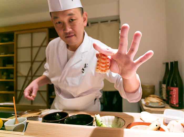 Sushi chef in Tokyo, Japan