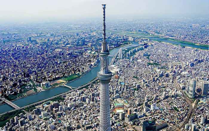 View of Tokyo duing helicopter tour