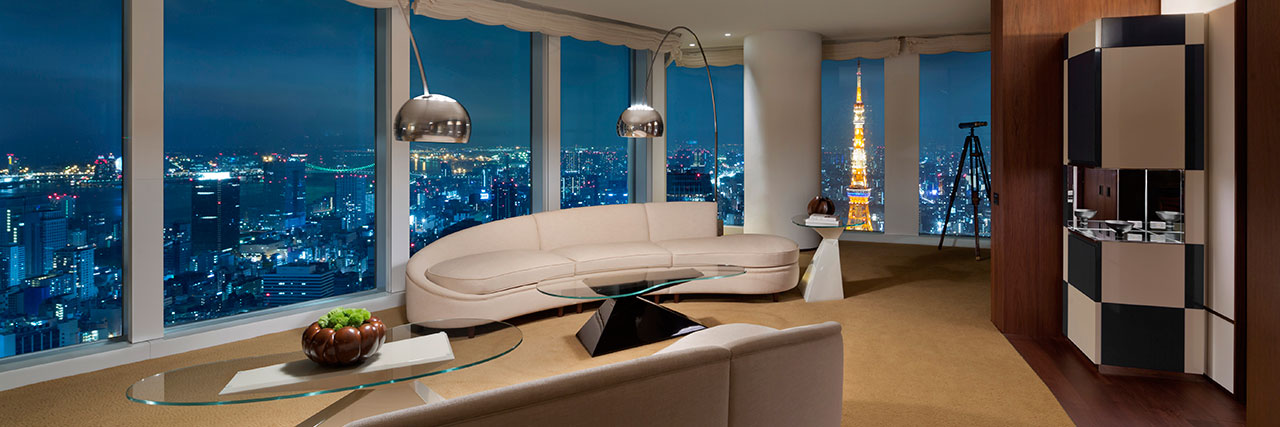 View of Tokyo from a luxury suite at the Andaz hotel in Tokyo, Japan