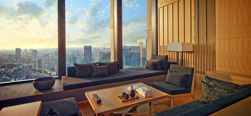 Tokyo view from suite room at the Aman Urban Sanctuary in Tokyo, Japan