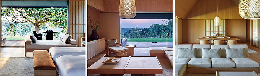 Photo collage of the Amanemu luxury hotel on Ago Bay, Japan