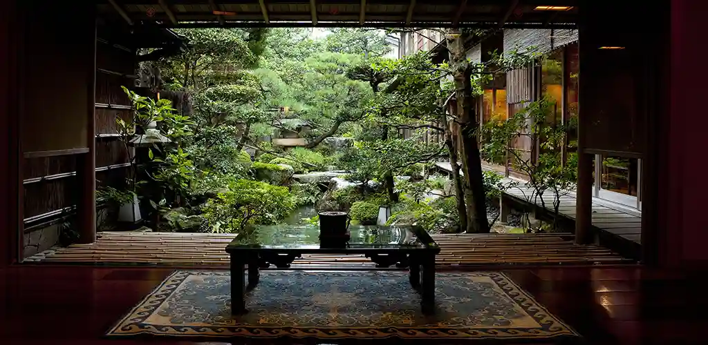 Nishimura ryokan garden view from room