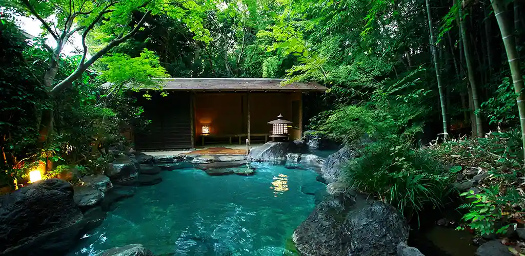 Pond at Yagyu No Sho ryokan in Shizouka, Japan