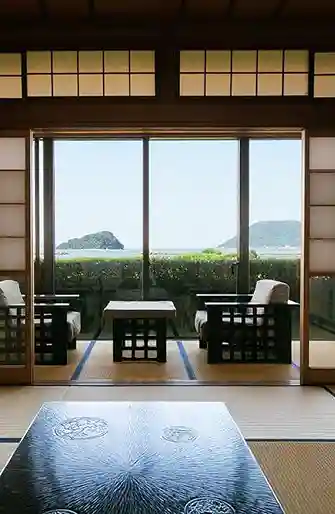 View room of the bay at Mizuno ryokan in Karatsu, Japan