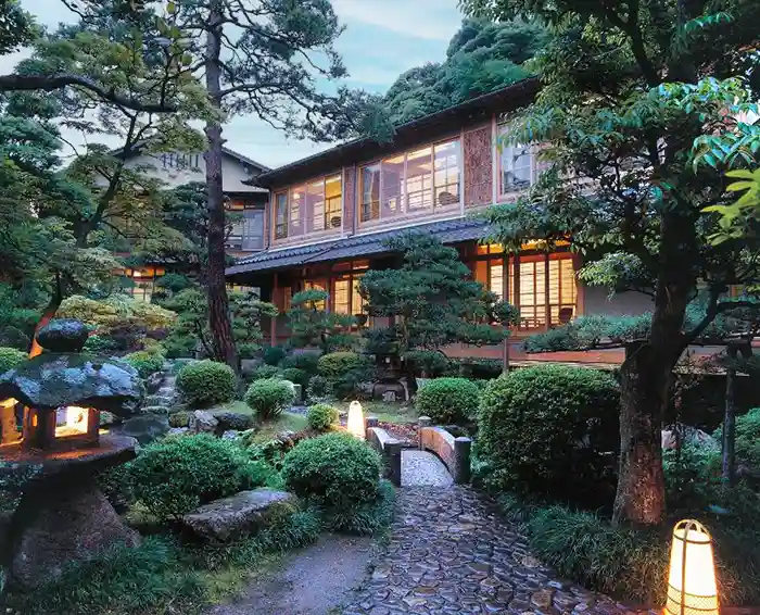 Entrance to Nishimuraya Honkan ryokan in Hyogo, Japan