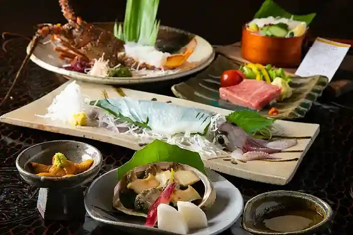 Fresh kaiseki lunch at Mizuno ryokan in Karatsu, Japan