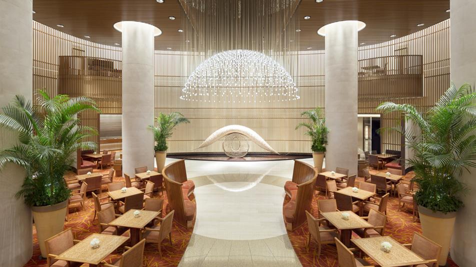 Dining hall at the Peninsula luxury hotel in Tokyo, Japan