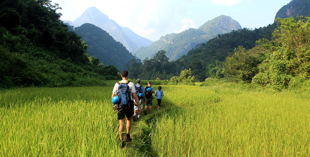 Hiking in northern Laos on a family tour