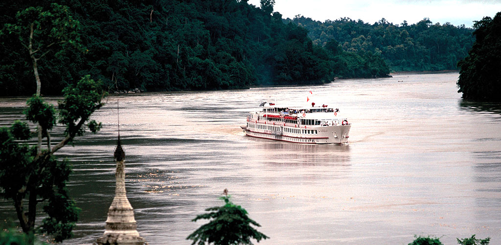 Road to Mandalay cruise ship on the Irrawaddy in Myanmar.