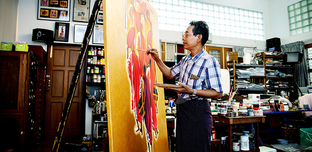 Artist in Yangon, Myanmar