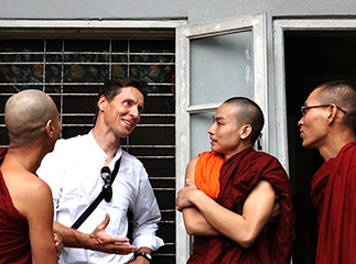 Meeting with monks in Myanmar