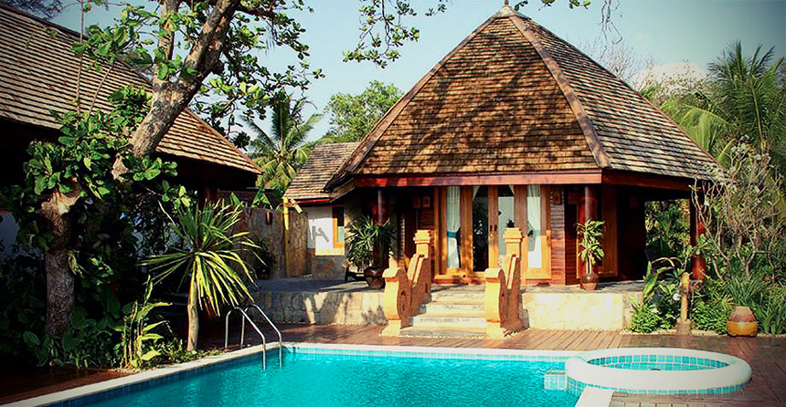 Luxury Beach resort bungalow on Ngapali Beach in Myanmar