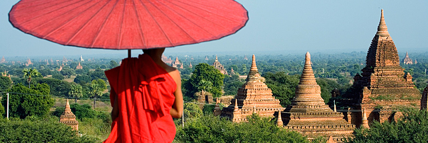 monks in balloon, Bagan