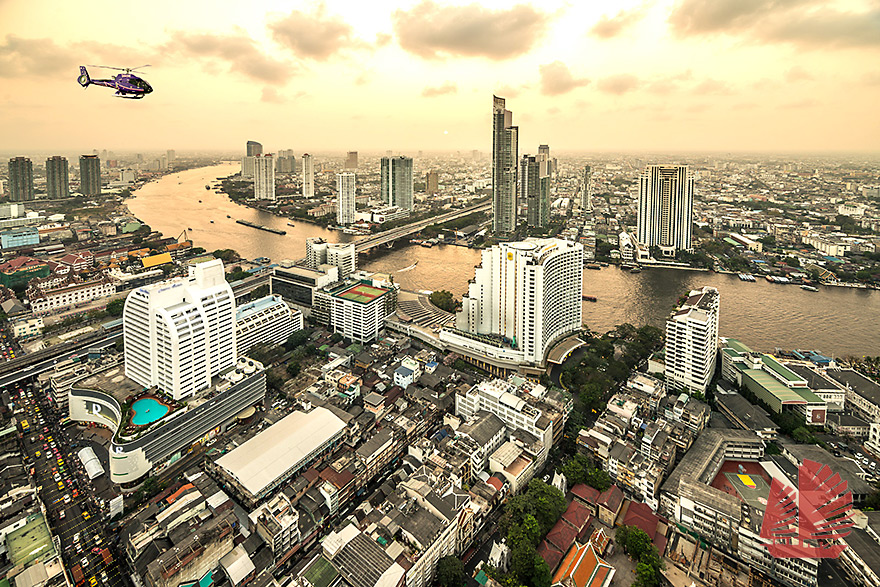 Helicopter ride at Chao Praya