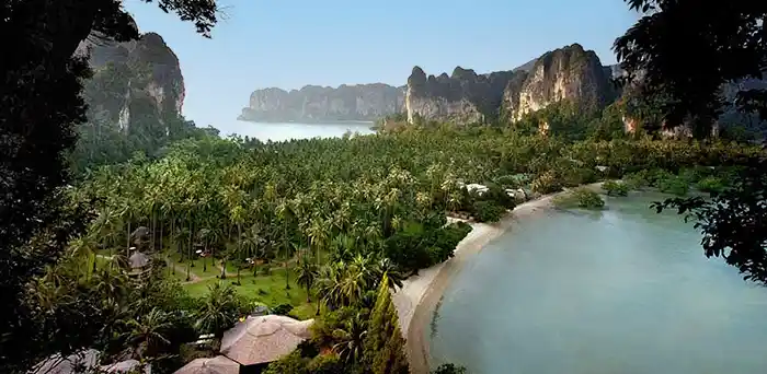 Aerial photo of Rayavadee resort in Krabi, Thailand