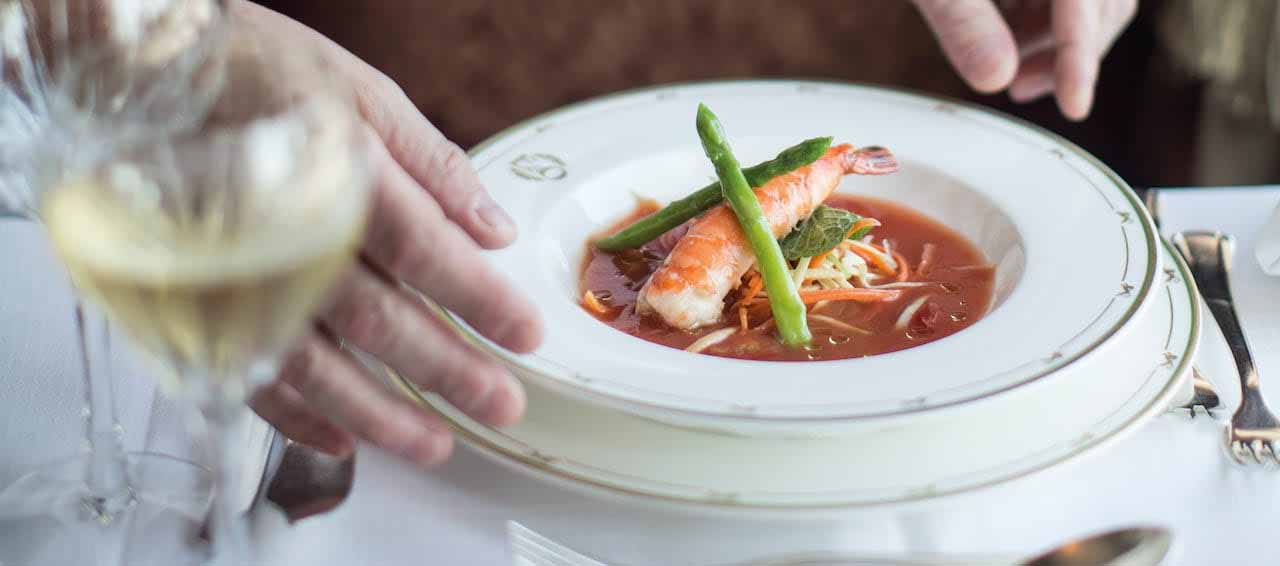 Dining aboard the Eastern & Orient Express luxury train