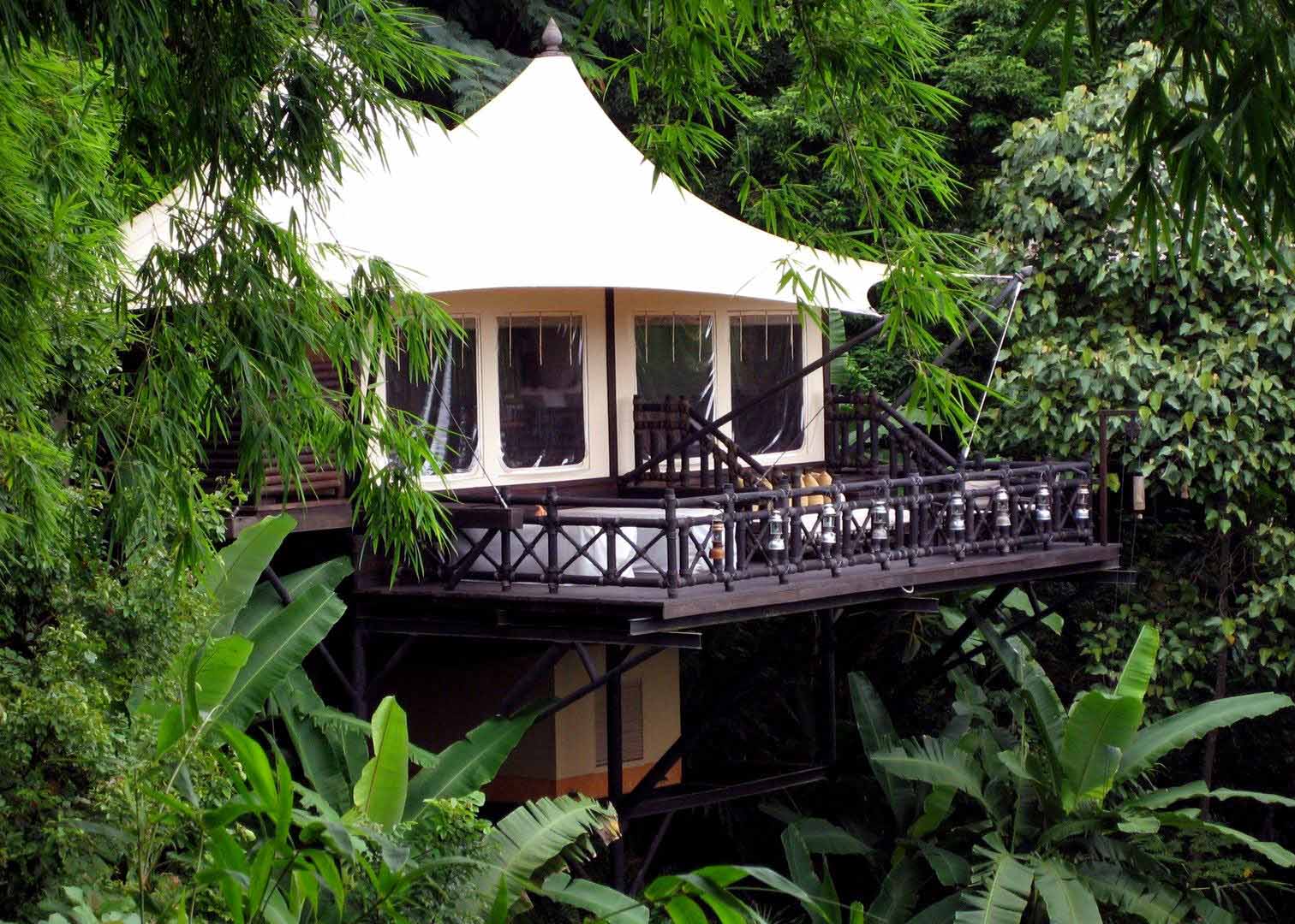 Tent bungalow at Four Season's Tented Camp in the Golden Triangle, Thailand