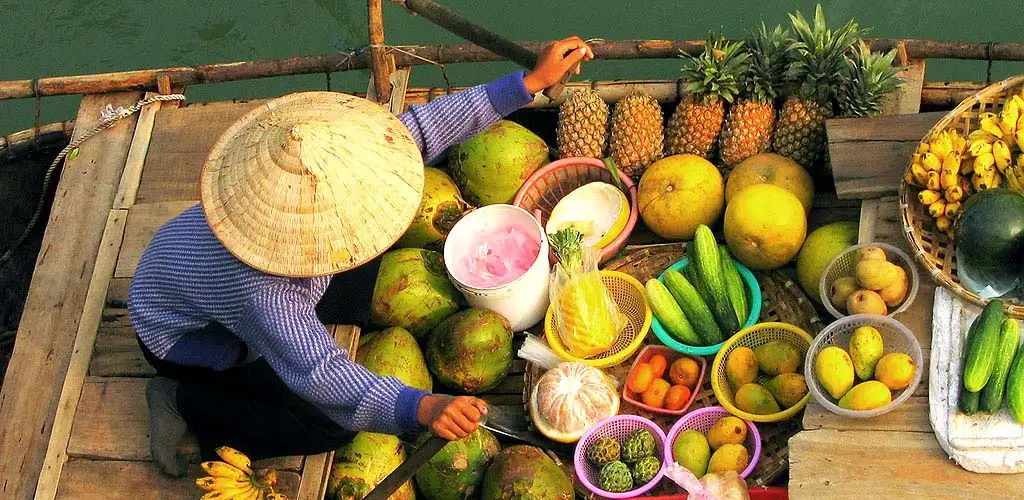 Fruit vendor on Halong Bay