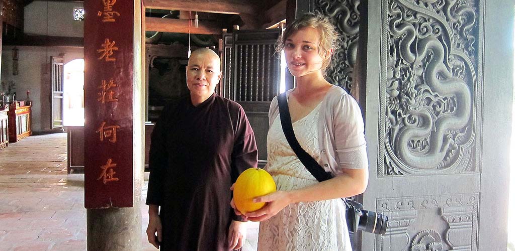 Visiting with monk in Hue, Vietnam