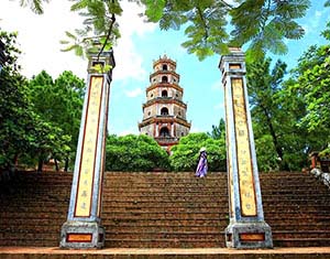 steps at the Thien Mu Pagoda in Hue, Vietnam