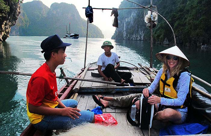 Learning to fish with locals on Halong Bay