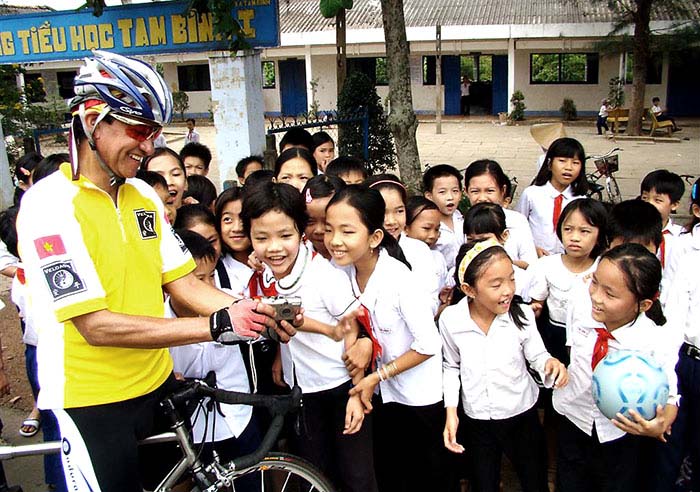 School visit during Mekong Delta biking tour