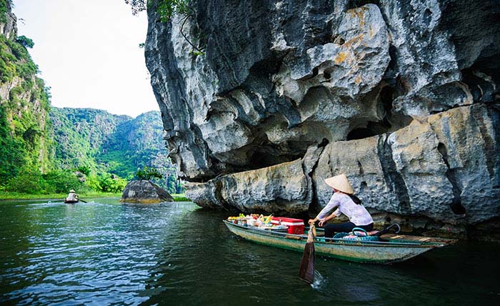 Boat rower near Tam Coc, Vietnam