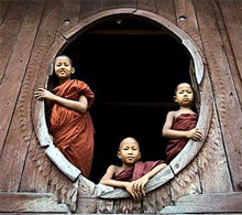Novice monks in Salay, Myanmar