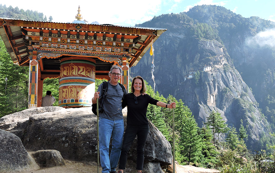 Couple on hiking tour in Bhutan