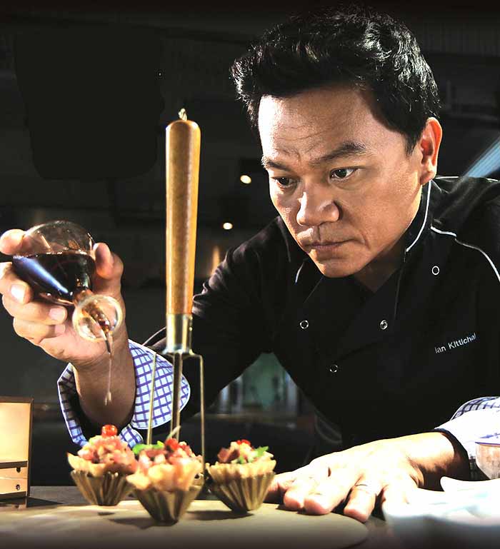 Chef Ian Kittichai cooking at the Issay Siamese Club in Bangkok.